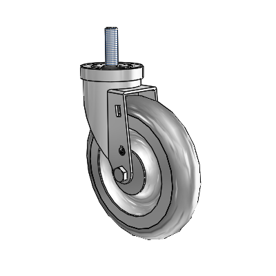 30 Series Threaded Stem Zinc Swivel Caster with 6 x 1.25 PolyLock (Grey) Wheel