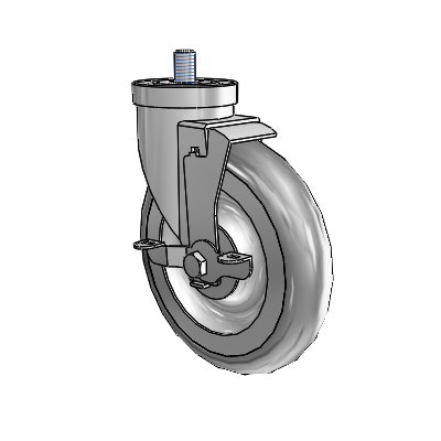 30 Series Threaded Stem Zinc Swivel Caster with 6 x 1.25 Advantage TPR (Round) Wheel and VertiLoc Brake