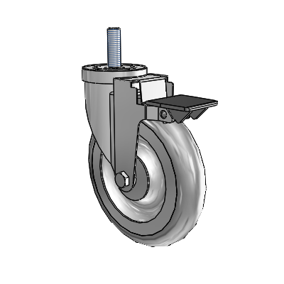 30 Series Threaded Stem Zinc Swivel Caster with 6 x 1.25 Advantage TPR (Round) Wheel and PosiLoc Brake