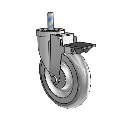 30 Series Threaded Stem Zinc Swivel Caster with 6 x 1.25 Advantage TPR (Round) Wheel and PosiLoc Brake