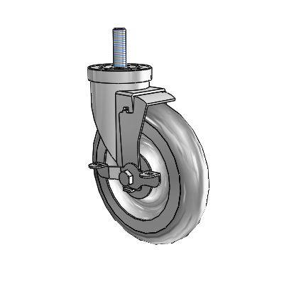 30 Series Threaded Stem Zinc Swivel Caster with 6 x 1.25 Advantage TPR (Round) Wheel and VertiLoc Brake