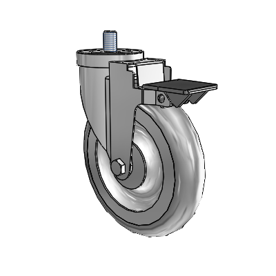 30 Series Threaded Stem Zinc Swivel Caster with 6 x 1.25 Advantage TPR (Round) Wheel and PosiLoc Brake