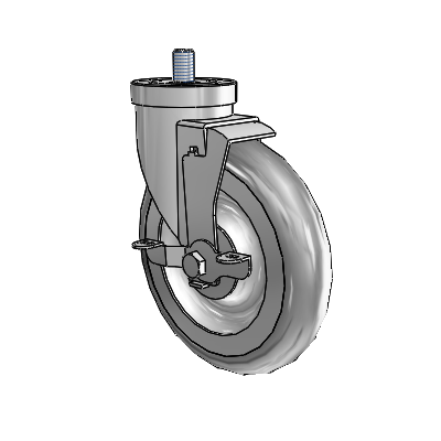 30 Series Threaded Stem Zinc Swivel Caster with 6 x 1.25 Advantage TPR (Round) Wheel and VertiLoc Brake