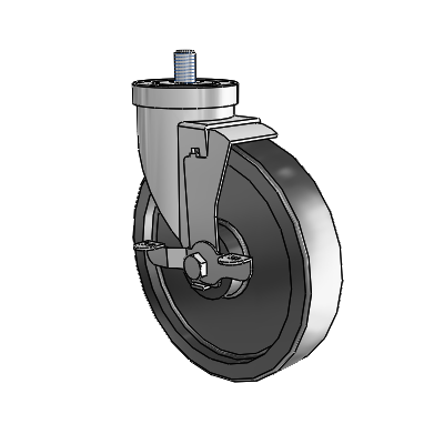 30 Series Threaded Stem Zinc Swivel Caster with 6 x 1.5 Polyolefin Wheel and VertiLoc Brake