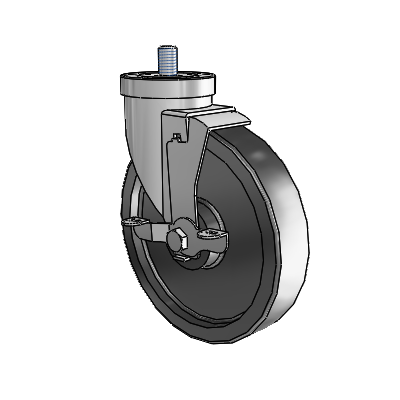 30 Series Threaded Stem Zinc Swivel Caster with 6 x 1.5 Polyolefin Wheel and VertiLoc Brake