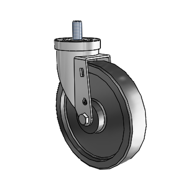 Roulette pivotante en zinc à tige filetée de la série 30, équipée d'une roue en polyoléfine de 6 x 1,5