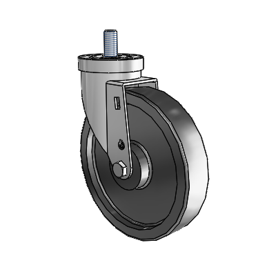 30 Series Threaded Stem Zinc Swivel Caster with 6 x 1.5 Polyolefin Wheel