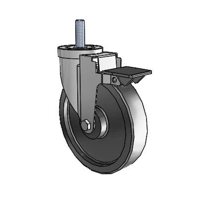 30 Series Threaded Stem Zinc Swivel Caster with 6 x 1.5 Polyolefin Wheel and PosiLoc Brake