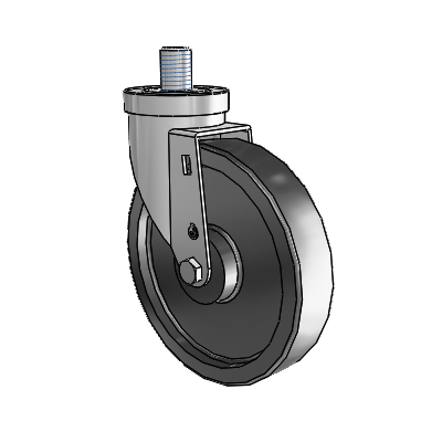 30 Series Threaded Stem Zinc Swivel Caster with 6 x 1.5 Polyolefin Wheel