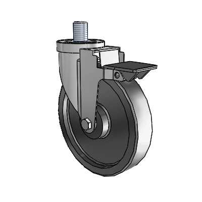 30 Series Threaded Stem Zinc Swivel Caster with 6 x 1.5 Polyolefin Wheel and PosiLoc Brake