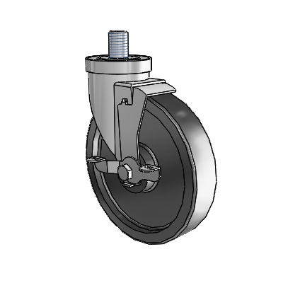 30 Series Threaded Stem Zinc Swivel Caster with 6 x 1.5 Polyolefin Wheel and VertiLoc Brake
