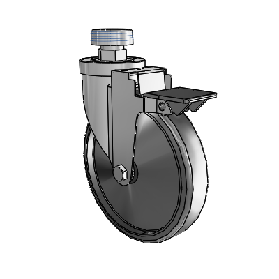 30 Series Pipe Thread Stem Zinc Swivel Caster with 6 x 1.25 Cushion Rubber Wheel and PosiLoc Brake