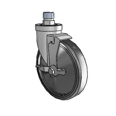 30 Series Pipe Thread Stem Zinc Swivel Caster with 6 x 1.25 Cushion Rubber (Conductive) Wheel and VertiLoc Brake