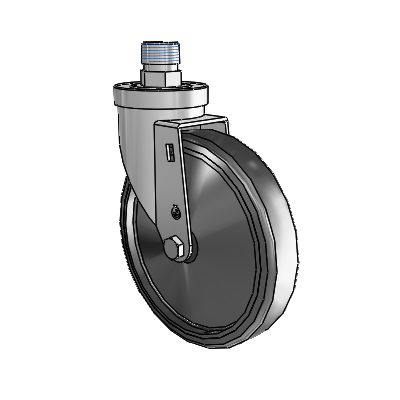 30 Series Pipe Thread Stem Zinc Swivel Caster with 6 x 1.25 Hard Rubber Wheel
