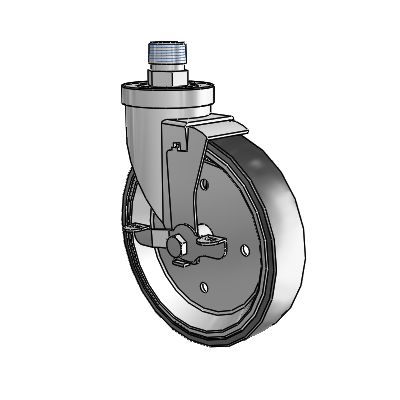 30 Series Pipe Thread Stem Zinc Swivel Caster with 6 x 1.25 Welded Disc Rubber (Black) Wheel and VertiLoc Brake