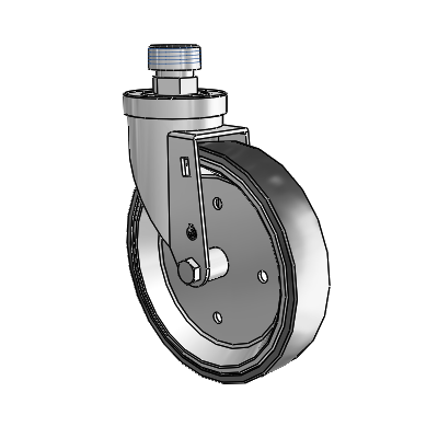 30 Series Pipe Thread Stem Zinc Swivel Caster with 6 x 1.25 Welded Disc Rubber (Black) Wheel