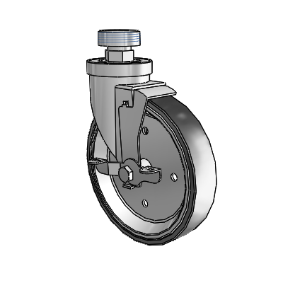 30 Series Pipe Thread Stem Zinc Swivel Caster with 6 x 1.25 Welded Disc Rubber (Black) Wheel and VertiLoc Brake