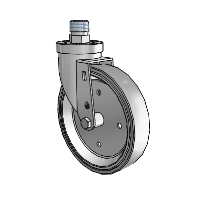 30 Series Pipe Thread Stem Zinc Swivel Caster with 6 x 1.25 Welded Disc Rubber (Grey) Wheel