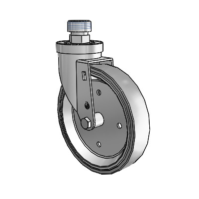 30 Series Pipe Thread Stem Zinc Swivel Caster with 6 x 1.25 Welded Disc Rubber (Grey) Wheel