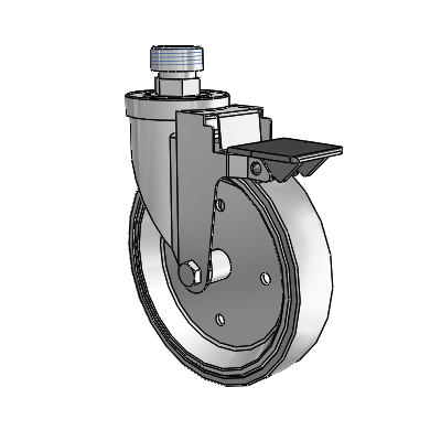 30 Series Pipe Thread Stem Zinc Swivel Caster with 6 x 1.25 Welded Disc Rubber (Grey) Wheel and PosiLoc Brake