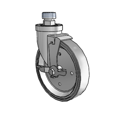 30 Series Pipe Thread Stem Zinc Swivel Caster with 6 x 1.25 Welded Disc Rubber (Grey) Wheel and VertiLoc Brake