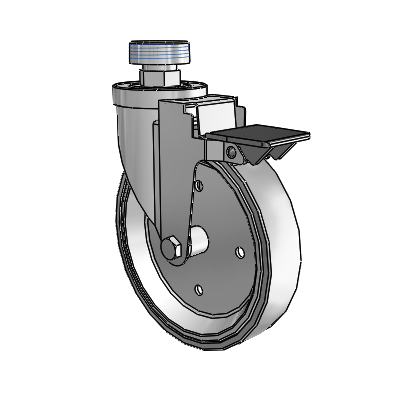 30 Series Pipe Thread Stem Zinc Swivel Caster with 6 x 1.25 Welded Disc Rubber (Grey) Wheel and PosiLoc Brake