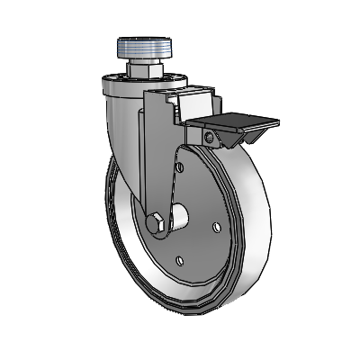 30 Series Pipe Thread Stem Zinc Swivel Caster with 6 x 1.25 Welded Disc Rubber (Grey) Wheel and PosiLoc Brake