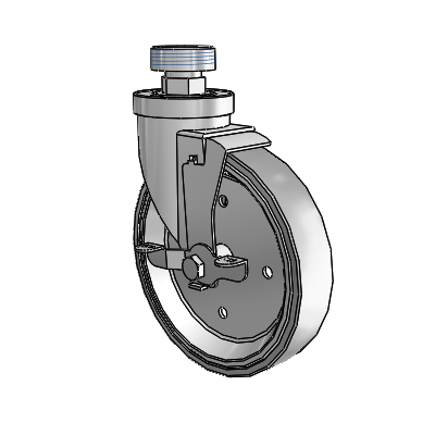 30 Series Pipe Thread Stem Zinc Swivel Caster with 6 x 1.25 Welded Disc Rubber (Grey) Wheel and VertiLoc Brake