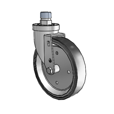 30 Series Pipe Thread Stem Zinc Swivel Caster with 6 x 1.25 Welded Disc Polyurethane Wheel