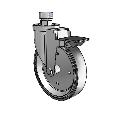 30 Series Pipe Thread Stem Zinc Swivel Caster with 6 x 1.25 Welded Disc Polyurethane Wheel and PosiLoc Brake