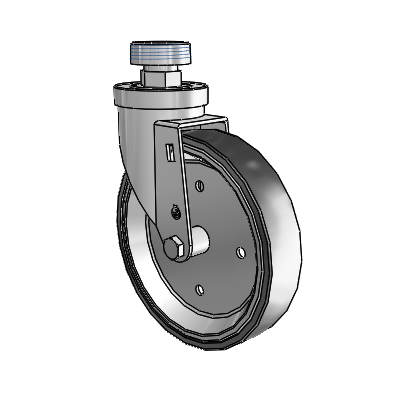 30 Series Pipe Thread Stem Zinc Swivel Caster with 6 x 1.25 Welded Disc Polyurethane Wheel