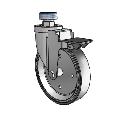 30 Series Pipe Thread Stem Zinc Swivel Caster with 6 x 1.25 Welded Disc Polyurethane Wheel and PosiLoc Brake