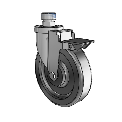 30 Series Pipe Thread Stem Zinc Swivel Caster with 6 x 1.5 Phenolic Wheel and PosiLoc Brake
