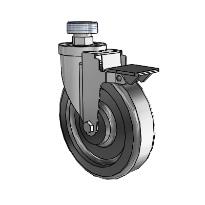 30 Series Pipe Thread Stem Zinc Swivel Caster with 6 x 1.5 Phenolic Wheel and PosiLoc Brake