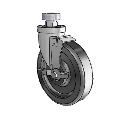 30 Series Pipe Thread Stem Zinc Swivel Caster with 6 x 1.5 Phenolic Wheel and VertiLoc Brake