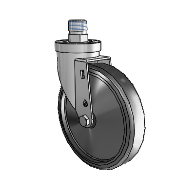 30 Series Pipe Thread Stem Zinc Swivel Caster with 6 x 1.25 Hard Rubber Wheel