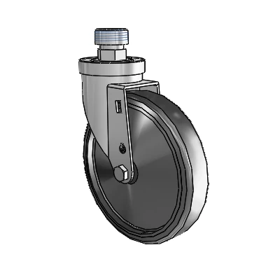 30 Series Pipe Thread Stem Zinc Swivel Caster with 6 x 1.25 Hard Rubber Wheel