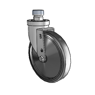 30 Series Pipe Thread Stem Zinc Swivel Caster with 6 x 1.25 Hard Rubber Wheel