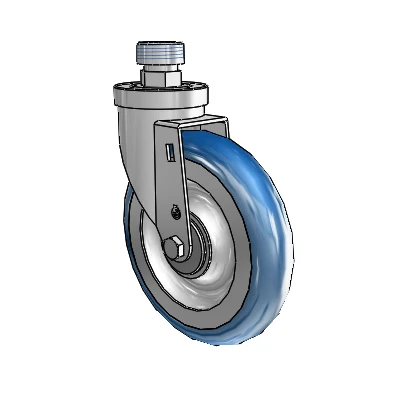 30 Series Pipe Thread Stem Zinc Swivel Caster with 6 x 1.25 PolyLoc (Blue) Wheel