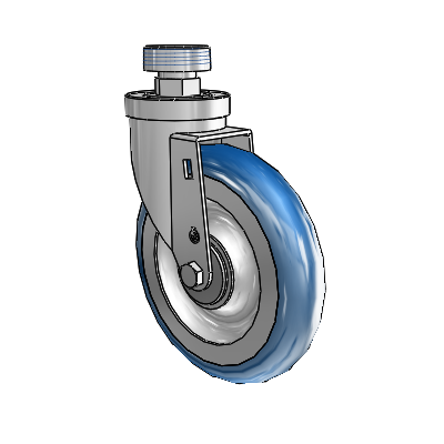 30 Series Pipe Thread Stem Zinc Swivel Caster with 6 x 1.25 PolyLoc (Blue) Wheel