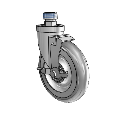 30 Series Pipe Thread Stem Zinc Swivel Caster with 6 x 1.25 PolyLock (Grey) Wheel and VertiLoc Brake