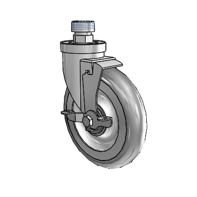 30 Series Pipe Thread Stem Zinc Swivel Caster with 6 x 1.25 PolyLock (Grey) Wheel and VertiLoc Brake