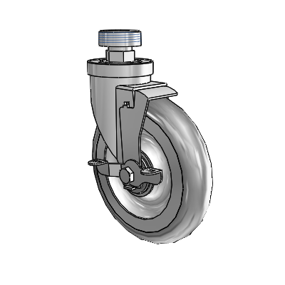 30 Series Pipe Thread Stem Zinc Swivel Caster with 6 x 1.25 PolyLock (Grey) Wheel and VertiLoc Brake