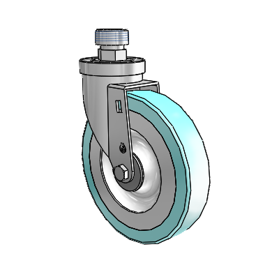 30 Series Pipe Thread Stem Zinc Swivel Caster with 6 x 1.25 Advantage Health Wheel