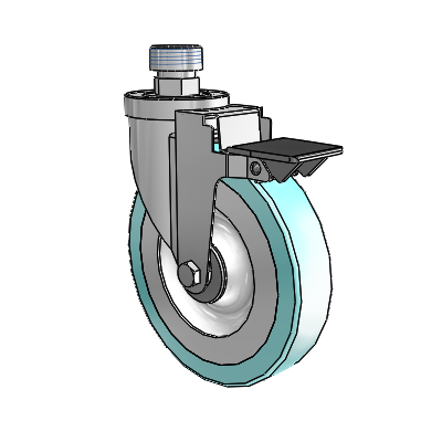 30 Series Pipe Thread Stem Zinc Swivel Caster with 6 x 1.25 Advantage Health Wheel and PosiLoc Brake