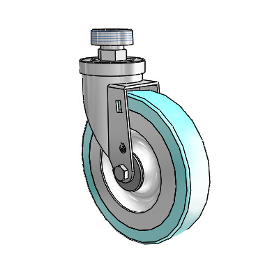 30 Series Pipe Thread Stem Zinc Swivel Caster with 6 x 1.25 Advantage Health Wheel