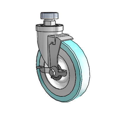 30 Series Pipe Thread Stem Zinc Swivel Caster with 6 x 1.25 Advantage Health Wheel and VertiLoc Brake