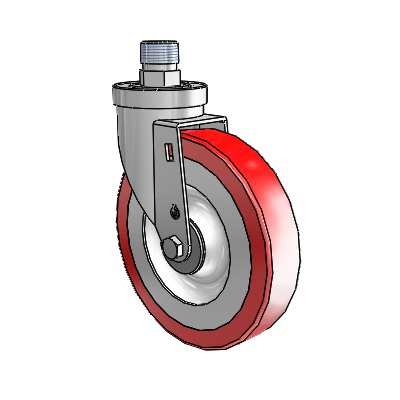 30 Series Pipe Thread Stem Zinc Swivel Caster with 6 x 1.25 Advantage Heat (Flat) Wheel