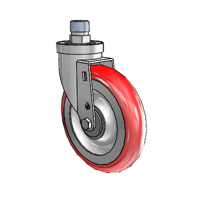 30 Series Pipe Thread Stem Zinc Swivel Caster with 6 x 1.25 Advantage Heat (Round) Wheel