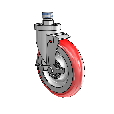 30 Series Pipe Thread Stem Zinc Swivel Caster with 6 x 1.25 Advantage Heat (Round) Wheel and VertiLoc Brake